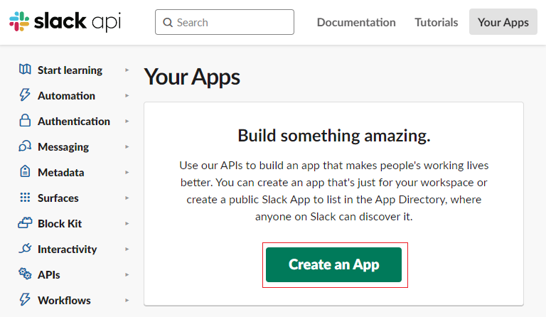 「Create an App」を押下