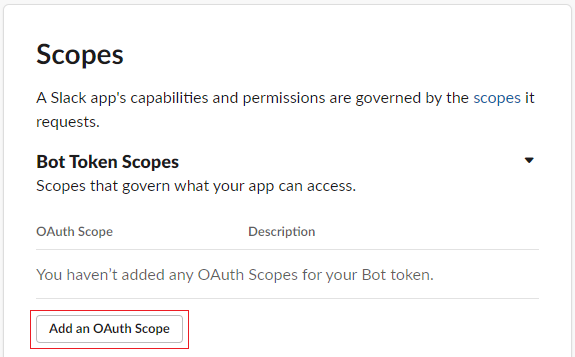 「Add an OAuth Scope」を押下