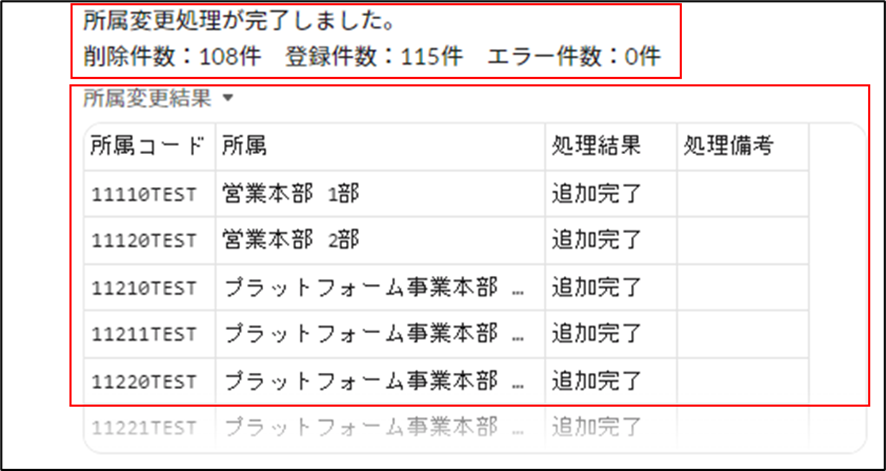 【組織マスタメンテナンス更新機能】処理結果投稿